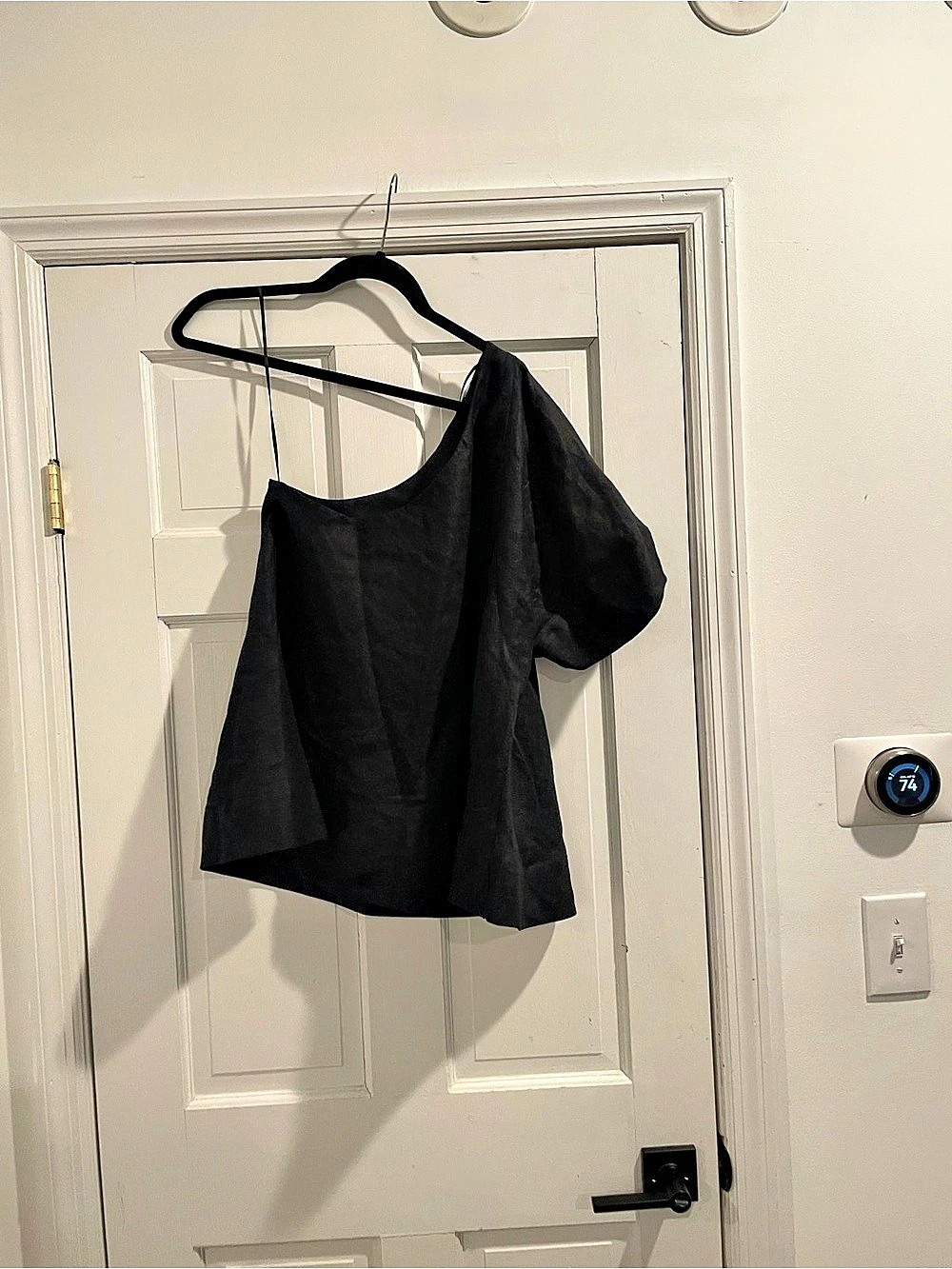 Banana Republic One-Shoulder Top Black Short Sleeve Blouse Like New